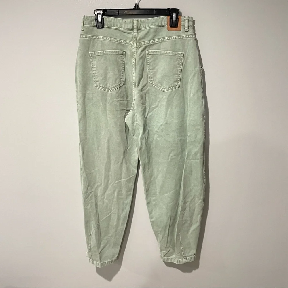 Zara Slouchy Darted Jeans Light Green Size 8 - Picture 3 of 5